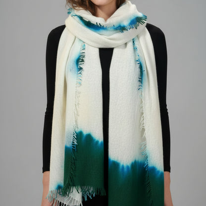 GREEN & BLUE TIE - DYE CASHMERE SCARF