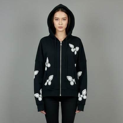 DIAMOND BUTTEFLY ZIP HOODIE