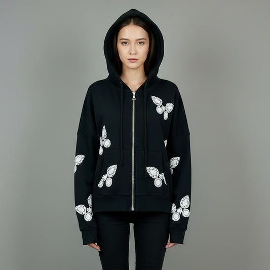 DIAMOND BUTTEFLY ZIP HOODIE
