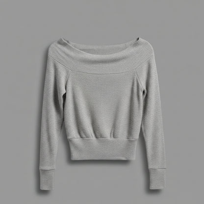 HEATHER GRAY OFF SHOULDER SWEATER