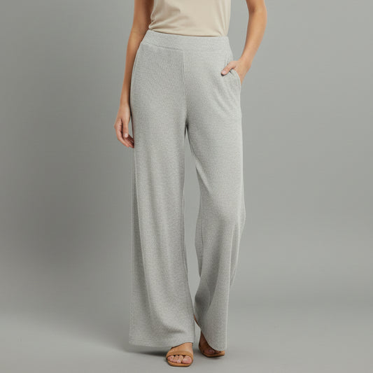 HEATHER GRAY WIDE LEG PANT