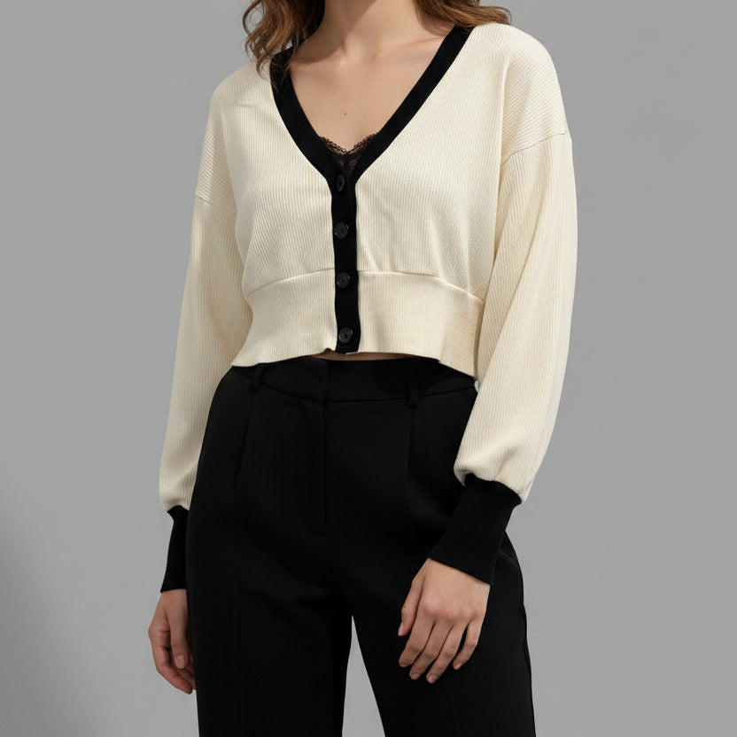 COLORBLOCK CROP CARDIGAN