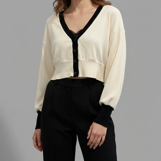 COLORBLOCK CROP CARDIGAN
