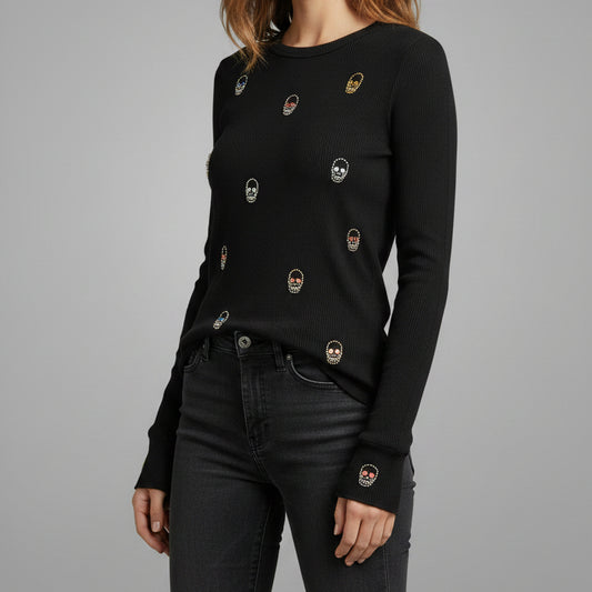 MCKINLEY STUD HEART EYE SKULLS  LONG SLEEVE TEE