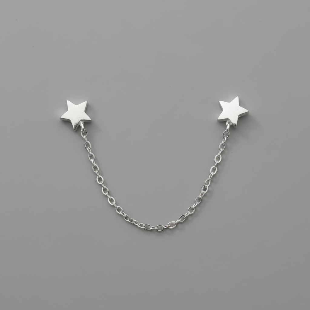 SILVER STAR TWO PIERCING CHAIN