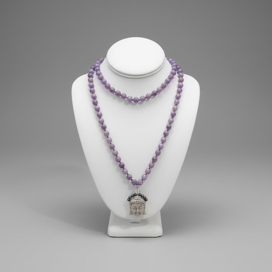 TANZANITE BEADS PEARLS CORAL BUDDHA NECKLACE