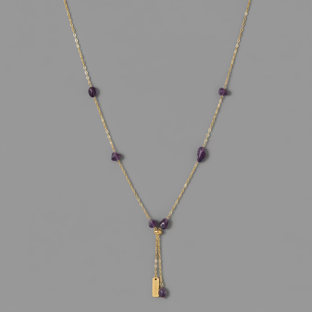 LARIAT AMETHYST NAUNATE CHARM NECKLACE