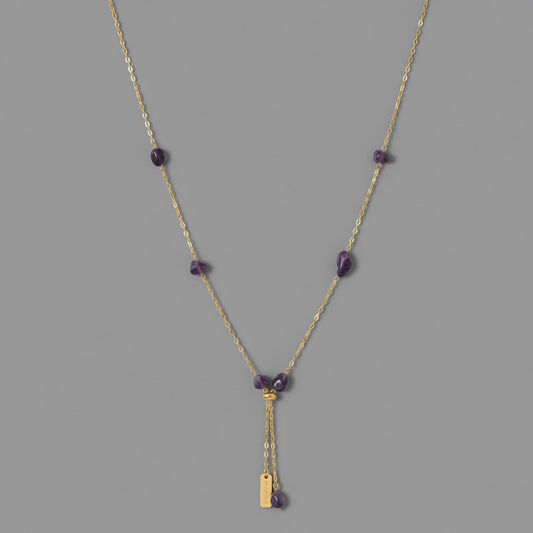 LARIAT AMETHYST NAUNATE CHARM NECKLACE