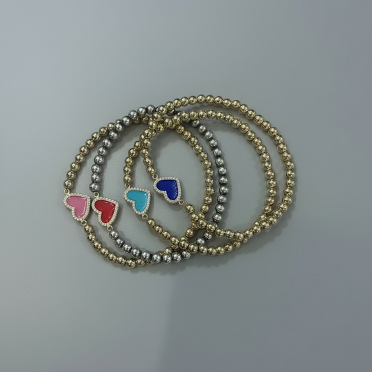 ENAMEL HEART BEAD BRACELET