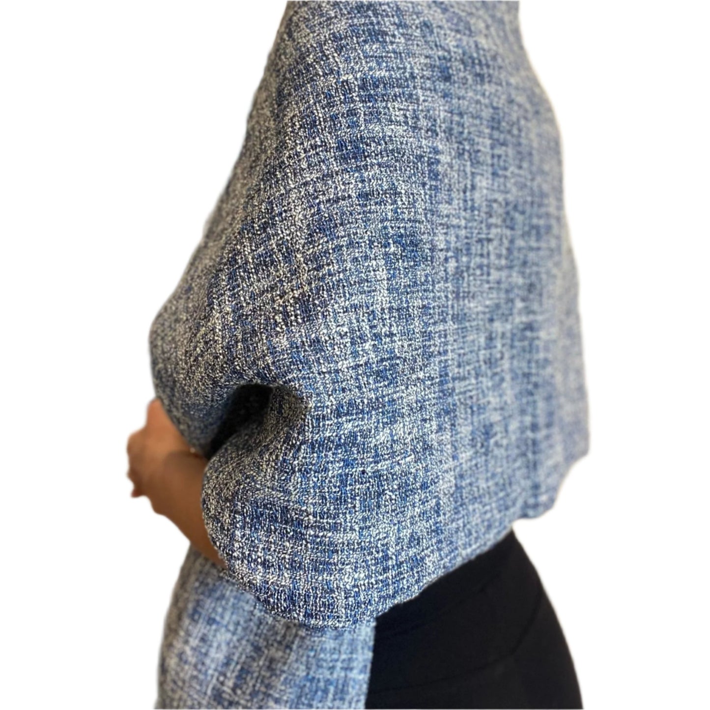 BLUE TWEED WRAP