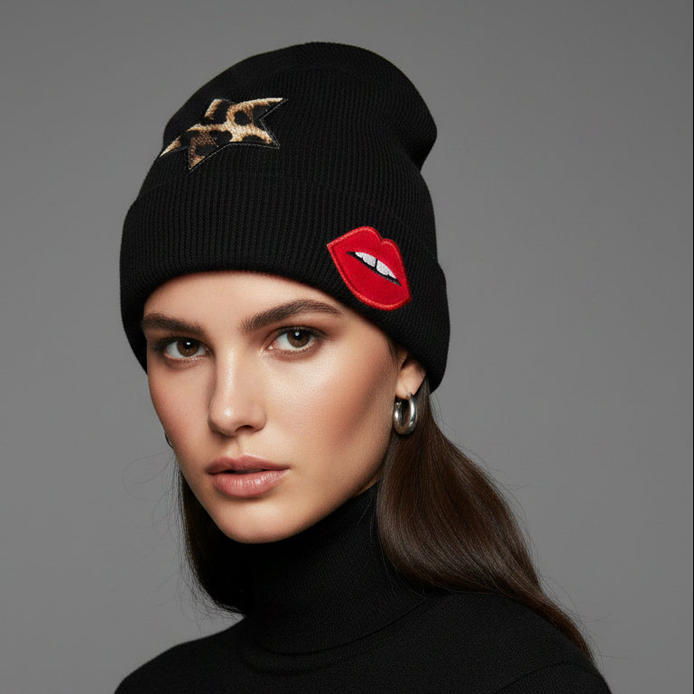 Black Boyfriend Leopard Lip Hat
