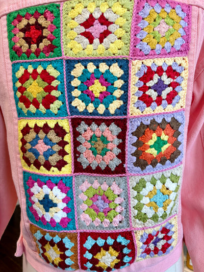 PINK DENIM AND CROCHET JACKET