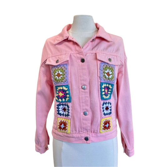 PINK DENIM AND CROCHET JACKET