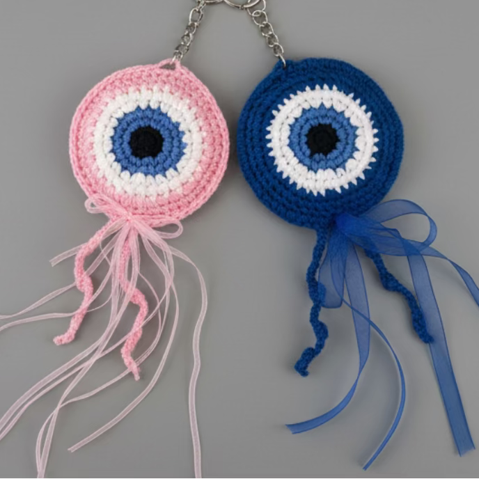 CROCHET EVIL EYE BAG CHARM