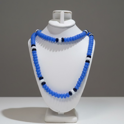 BLUE GLASS BEADED NECKLACE