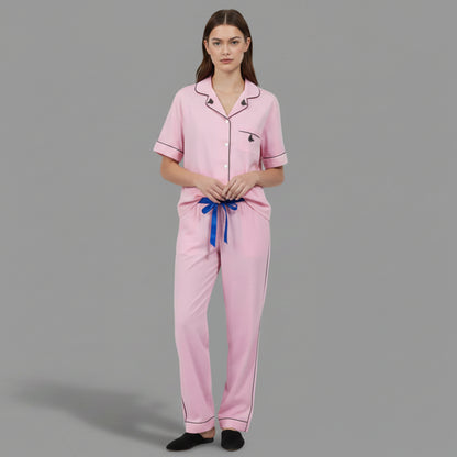 PINK PAJAMA WITH BLUE BUTTERFLY SET