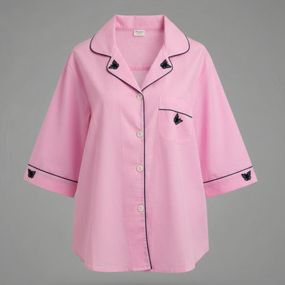 PINK PAJAMA WITH BLUE BUTTERFLY SET