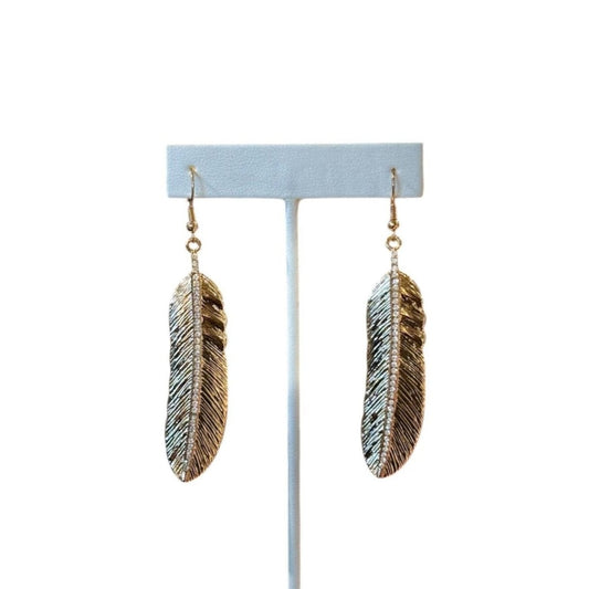 FEATHER SILVER GOLD EARRINGS