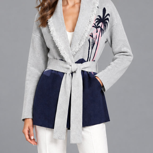 PALM PARADISE FRINGE CARDIGAN