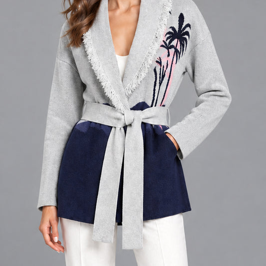PALM PARADISE FRINGE CARDIGAN