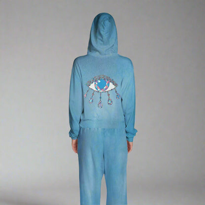 LACHELLE- DIAMOND EVIL EYE ZIP HOODIE