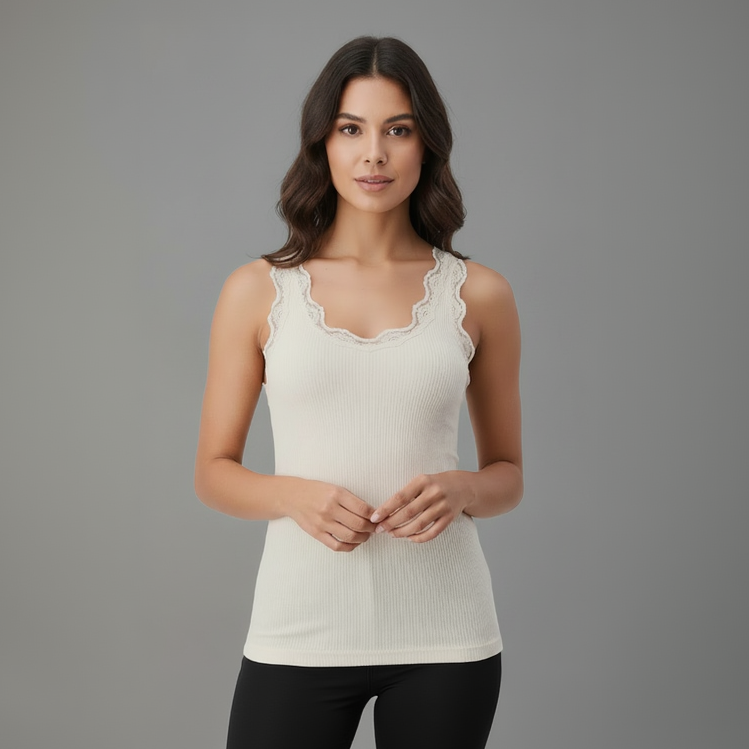 SHEER SCALLOPED TANK