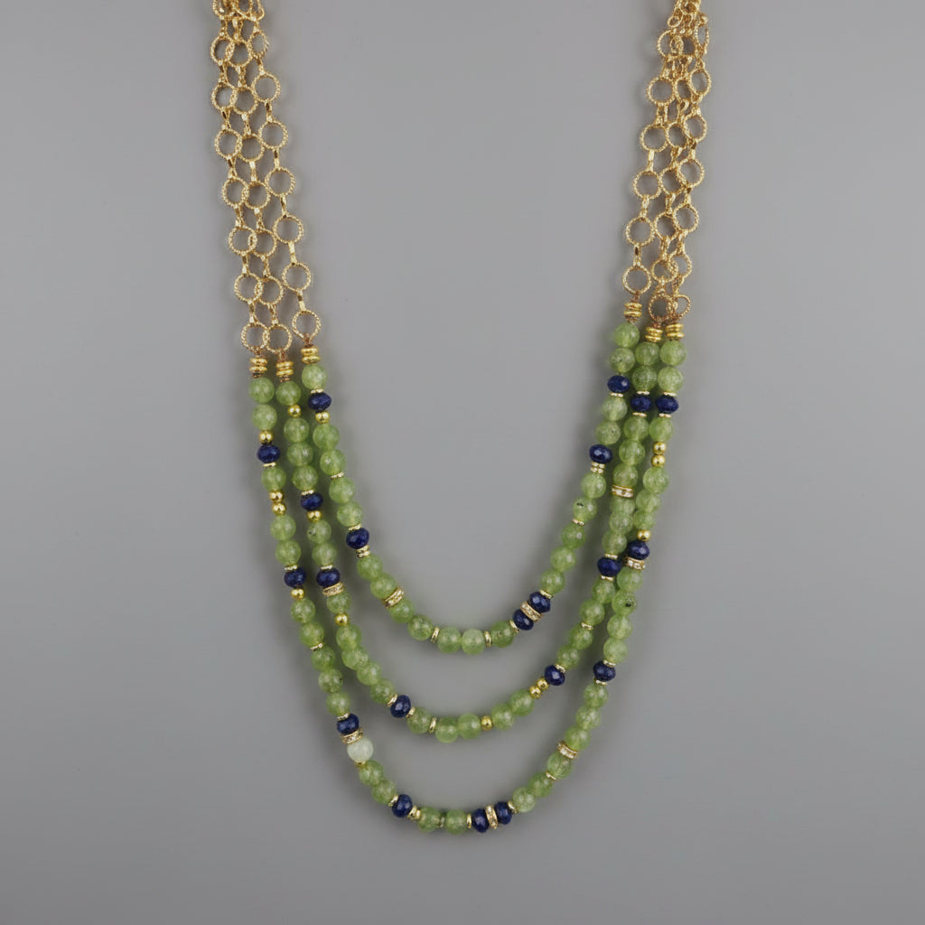PERIDOT AND LAPIS BEADS NECKLACE