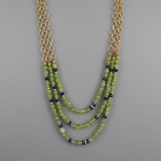 PERIDOT AND LAPIS BEADS NECKLACE
