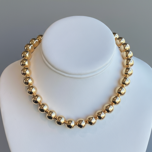 PLATED GOLD BEADED NECKLACE