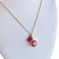 ENAMEL VERMEIL EVIL EYE PEARL NECKLACE