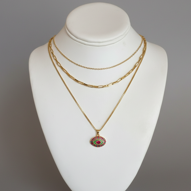 MULTI EVIL EYE NECKLACE