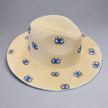 PAINTED EVIL EYE PANAMA HAT