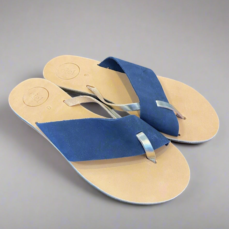 CEDAR LEATHER SANDALS NAVY/GOLD