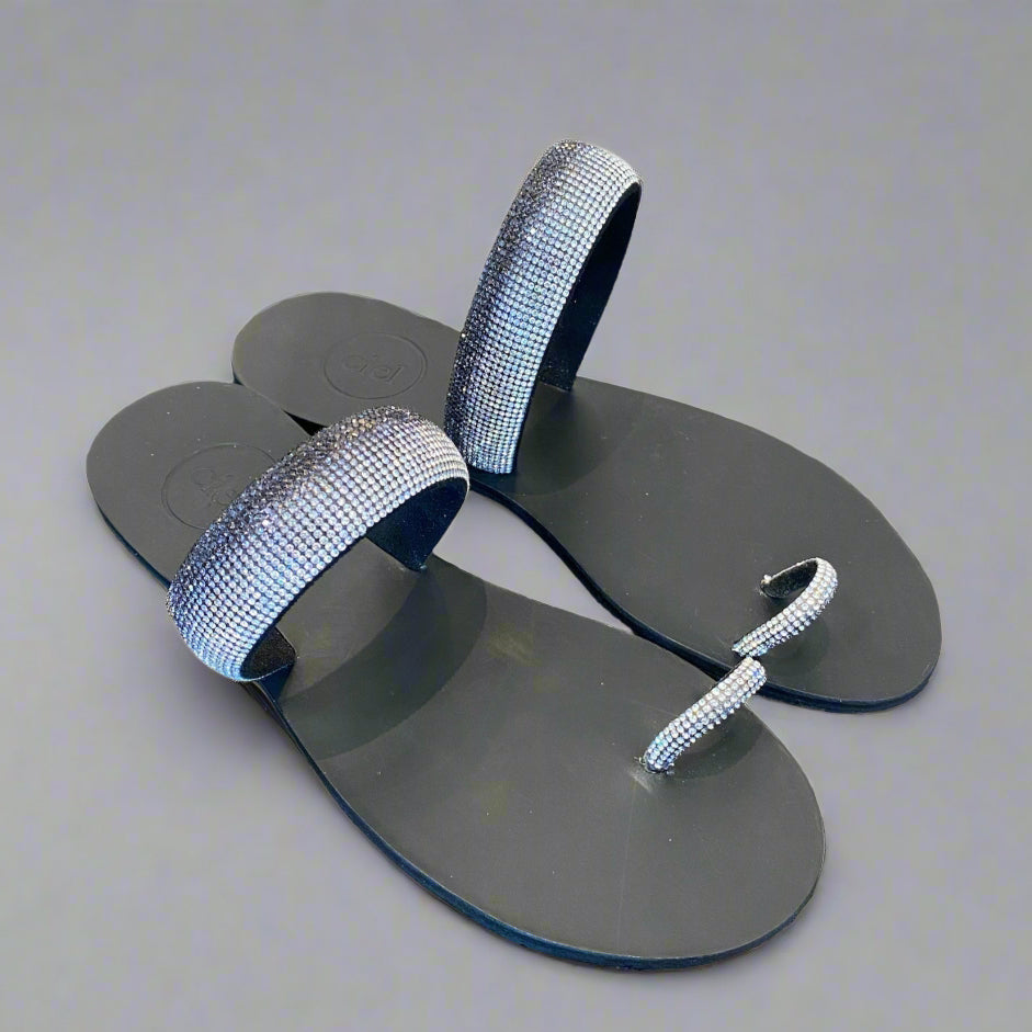 DELUNA CRYSTAL SANDALS BLACK