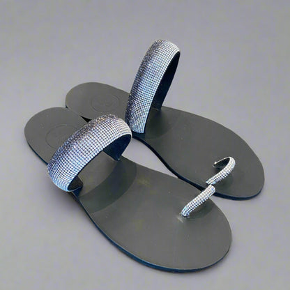 DELUNA CRYSTAL SANDALS BLACK