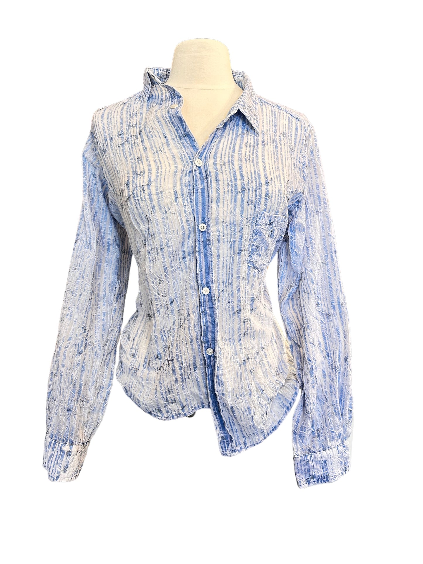 BLUE ALL OVER EMBROIDERY SHIRT