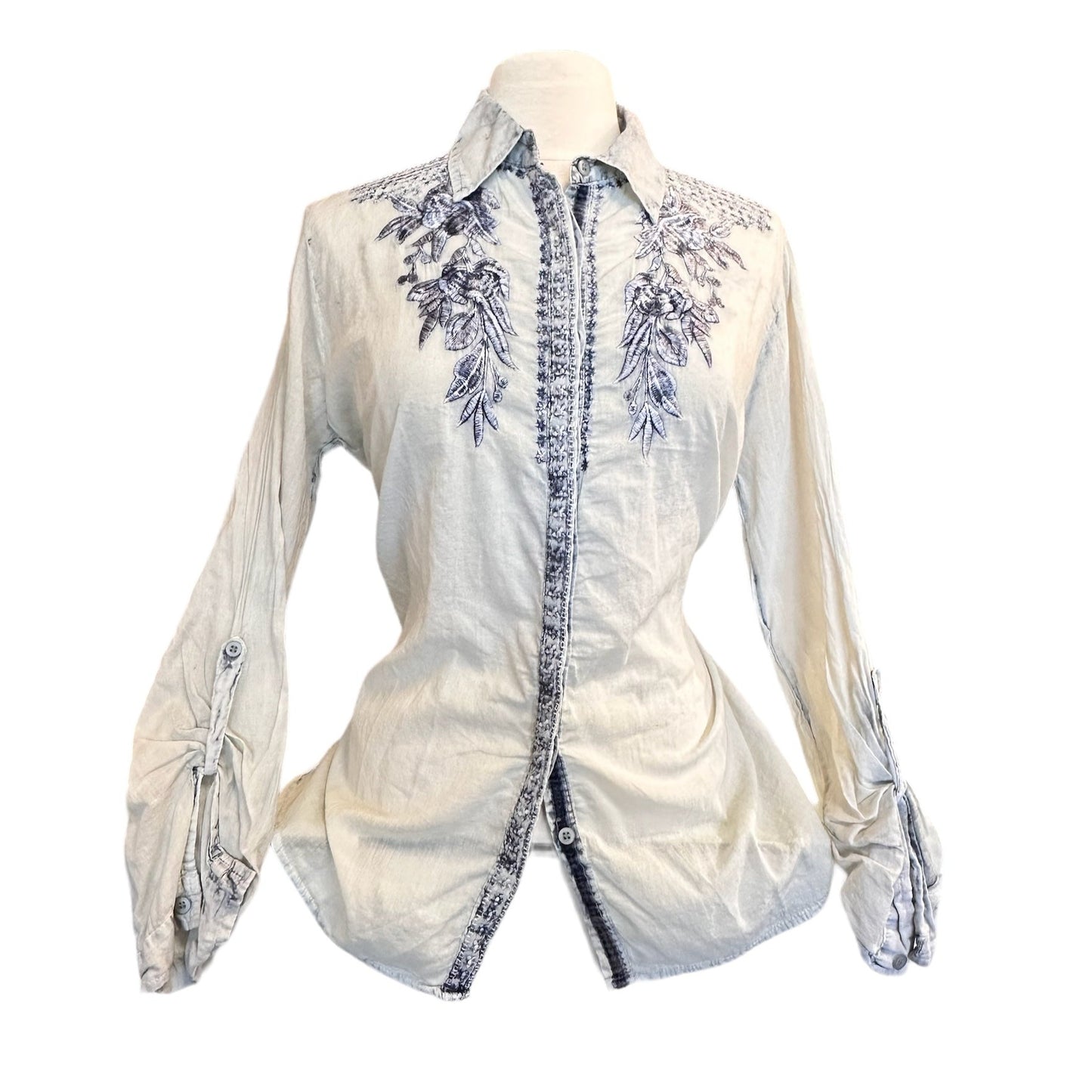 BLUE VINTAGE EMBROIDERED SHIRT