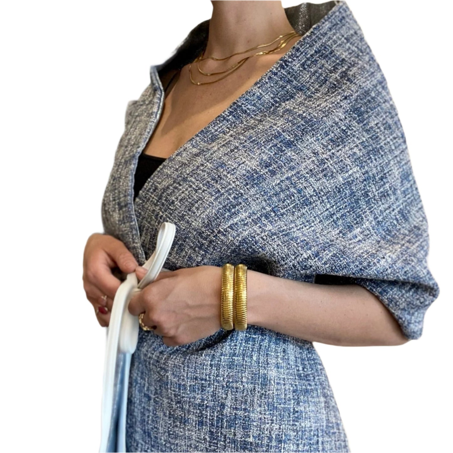 BLUE TWEED WRAP