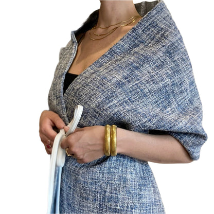 BLUE TWEED WRAP