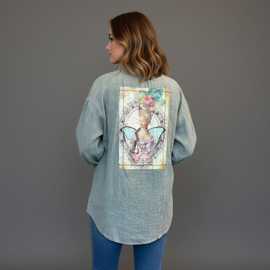 VINTAGE GREEN SHIRT WITH PATCH