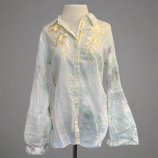 GREEN LEAVES GOLD EMBROIDERY