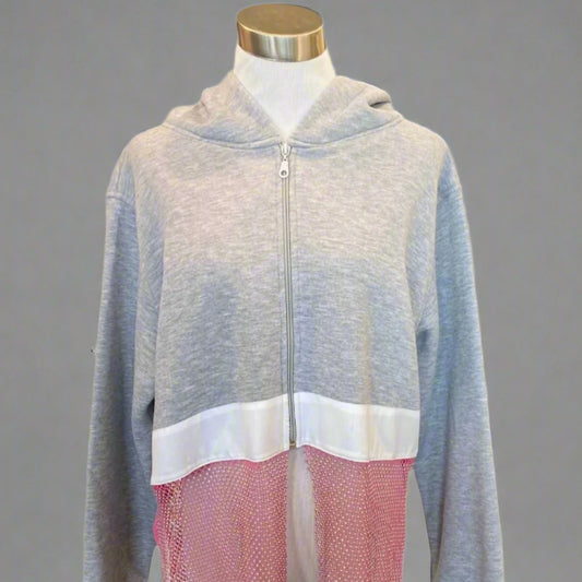 ZIP HOODIE WITH MESH BOTTOM