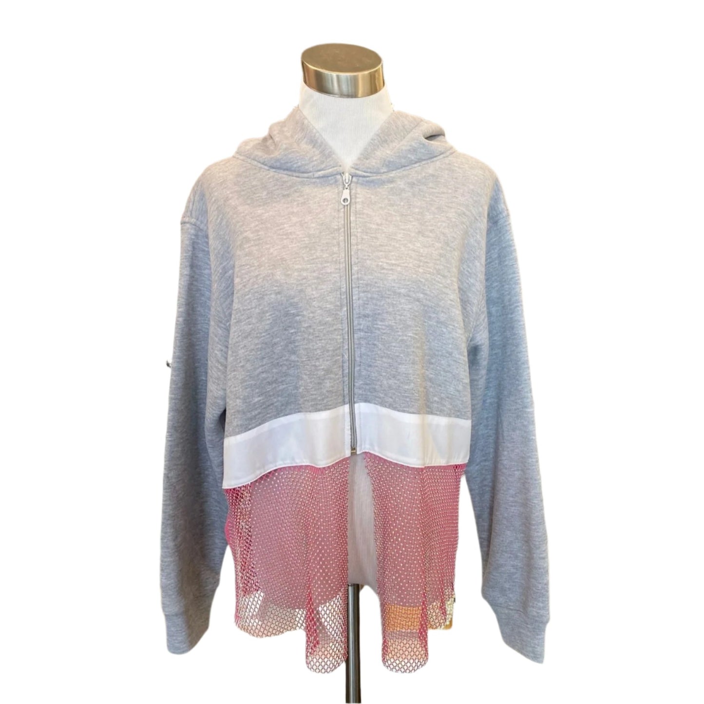 ZIP HOODIE WITH MESH BOTTOM