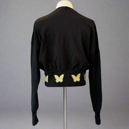 CARDIGAN WITH GOLD BUTTERFLY PATCHES