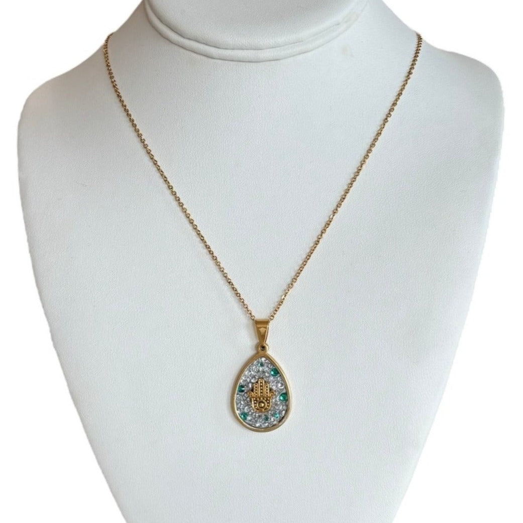 HAMSA TEARDROP NECKLACE