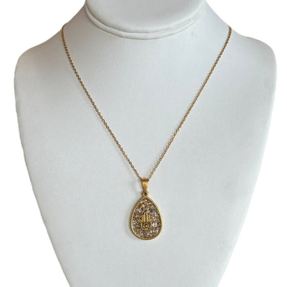 HAMSA TEARDROP NECKLACE