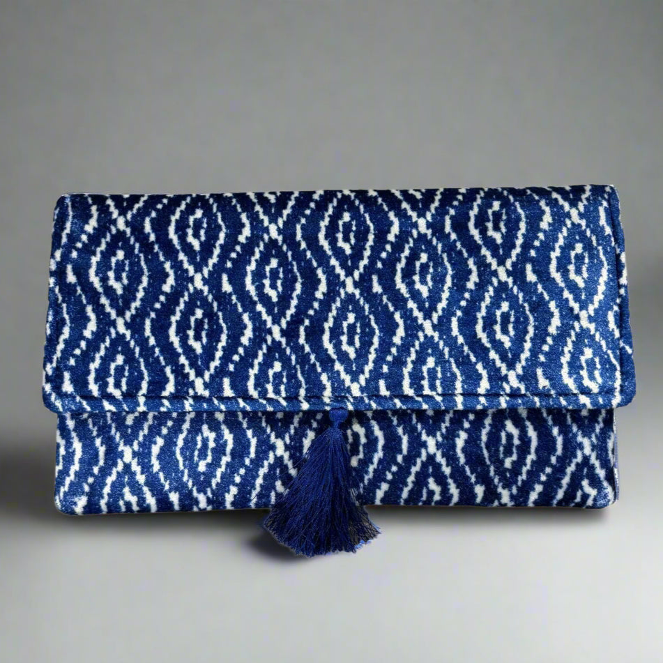 ROYAL BLUE VELVET CLUTCH