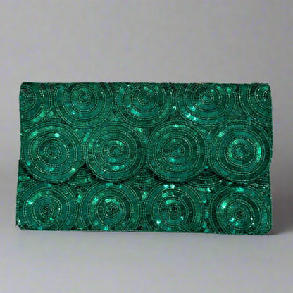 GREEN SEQUINS CLUTCH