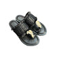 IBIZA BLK STRAW SANDAL W/ SHELLS