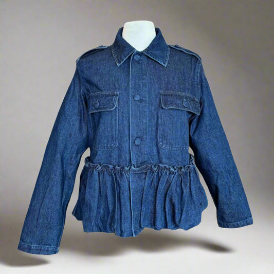 DARK DENIM PEPLUM JACKET